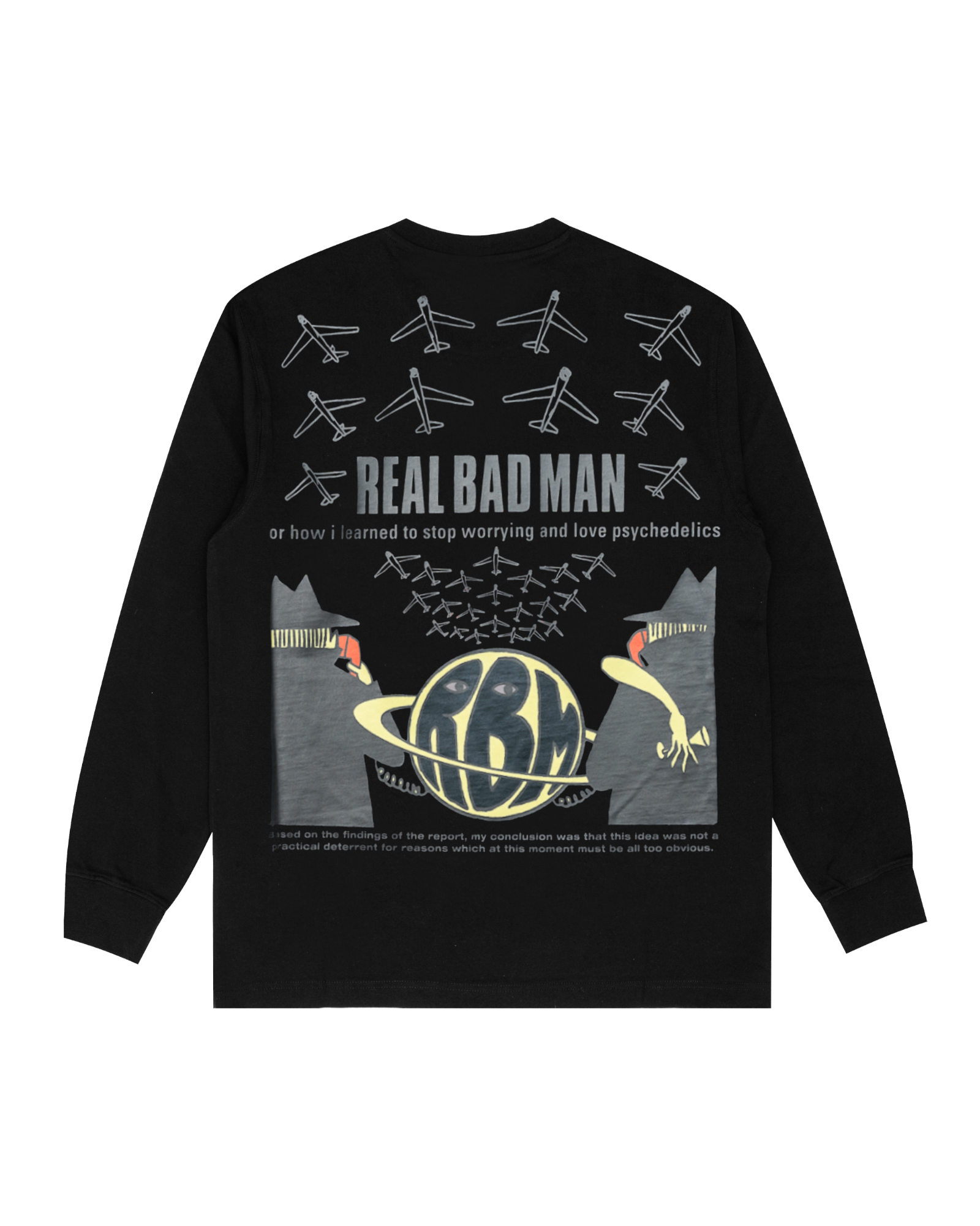 Real Bad Man - Tee - Stop Worrying - LS Tee - Washed Black